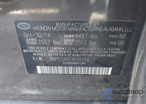 2015 Hyundai Sonata Limited z USA, uszkodzony, nr VIN 5NPE34AFXFH121833